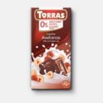 Ciocolata lapte cu aluna si indulcitor fara gluten, Torras 75 g