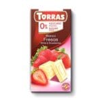 Ciocolata alba fara gluten cu capsuni, Torras 75g
