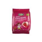 Inimioare extrudate bio fara gluten cu ciocolata alba si capsuni, Biopont 45g