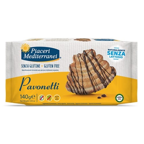 pavonetti Pavonetti fara gluten, prajitura foietaj cu glazura de ciocolata neagra, Piaceri Mediterranei 140g - imagine 1