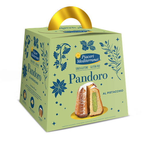 D221-01-Pandoro-pistacchio Pandoro cu crema de fistic, fara gluten, Piaceri Mediterranei 700g - imagine 1