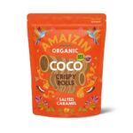 Tuburi de vafe bio cu cocos si caramel sarat, fara gluten, Amaizin 140g