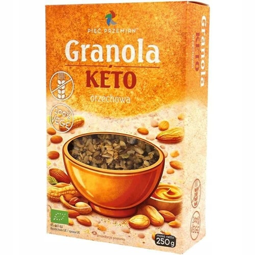 Granola-KETO-Orzechowa-Bezglutenowa-Bio-250-g-Piec-Przemian Granola keto bio fara gluten cu arahide, Piec Przemian 250g - imagine 1