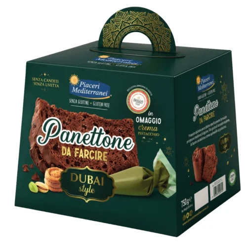 PiaceriMediterraneiPanettoneDubaiStyleglutenfreiGourmetPanettoneWeihnachtenAdvent_2400x Panettone fara gluten cu cacao si bucati de ciocolata in stil Dubai, Piaceri Mediterranei 750g - imagine 1