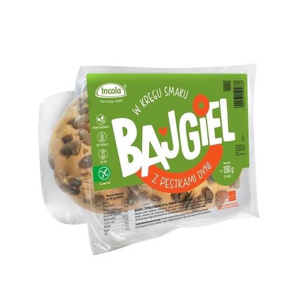 bagel-Krbis-incola Bagels fara gluten si fara lactoza cu seminte de dovleac, Incola 190g(2x95g) - imagine 1